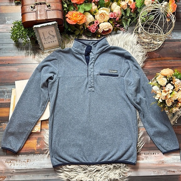 Columbia Blue Gray Quarter Snap Fleece Pullover - Picture 3 of 10